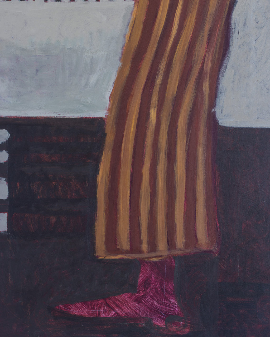 Abstract art with brown vertical lines on a textured surface